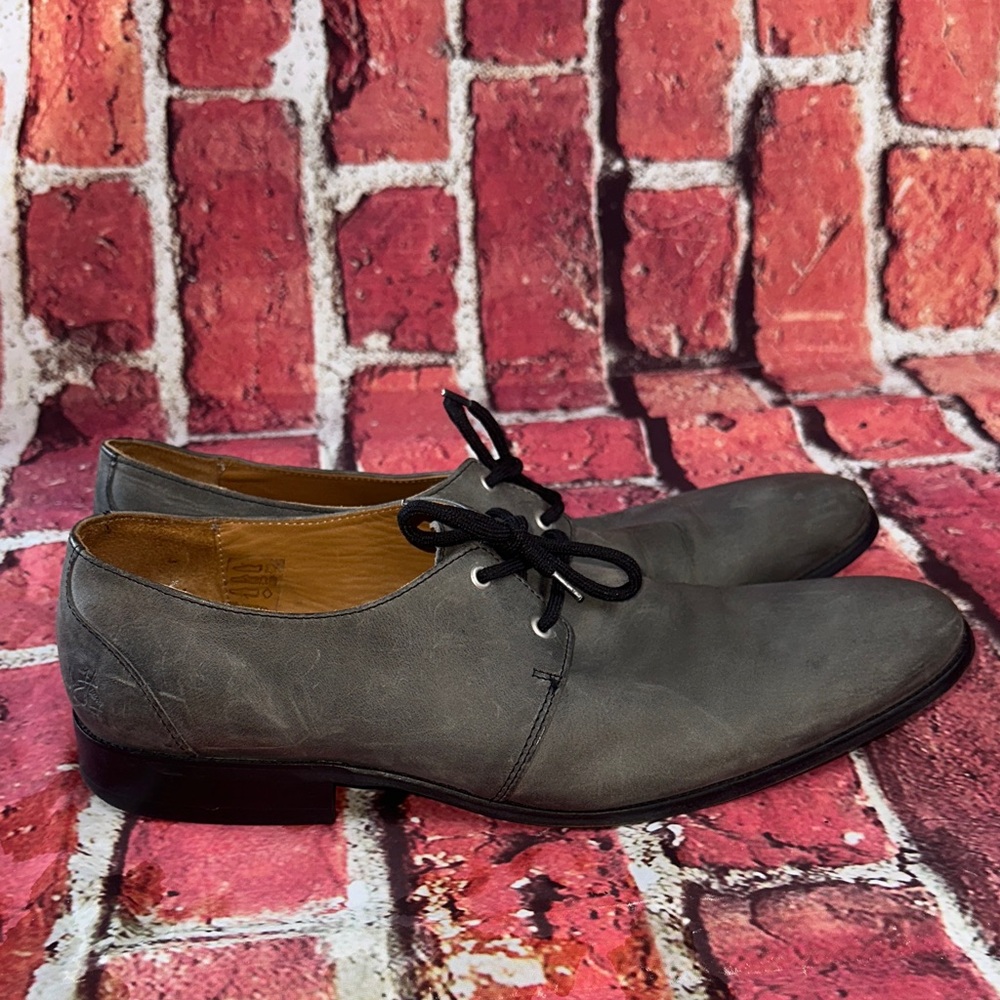 John Fluevog Men's Grey Leather Dress Shoes Size 12